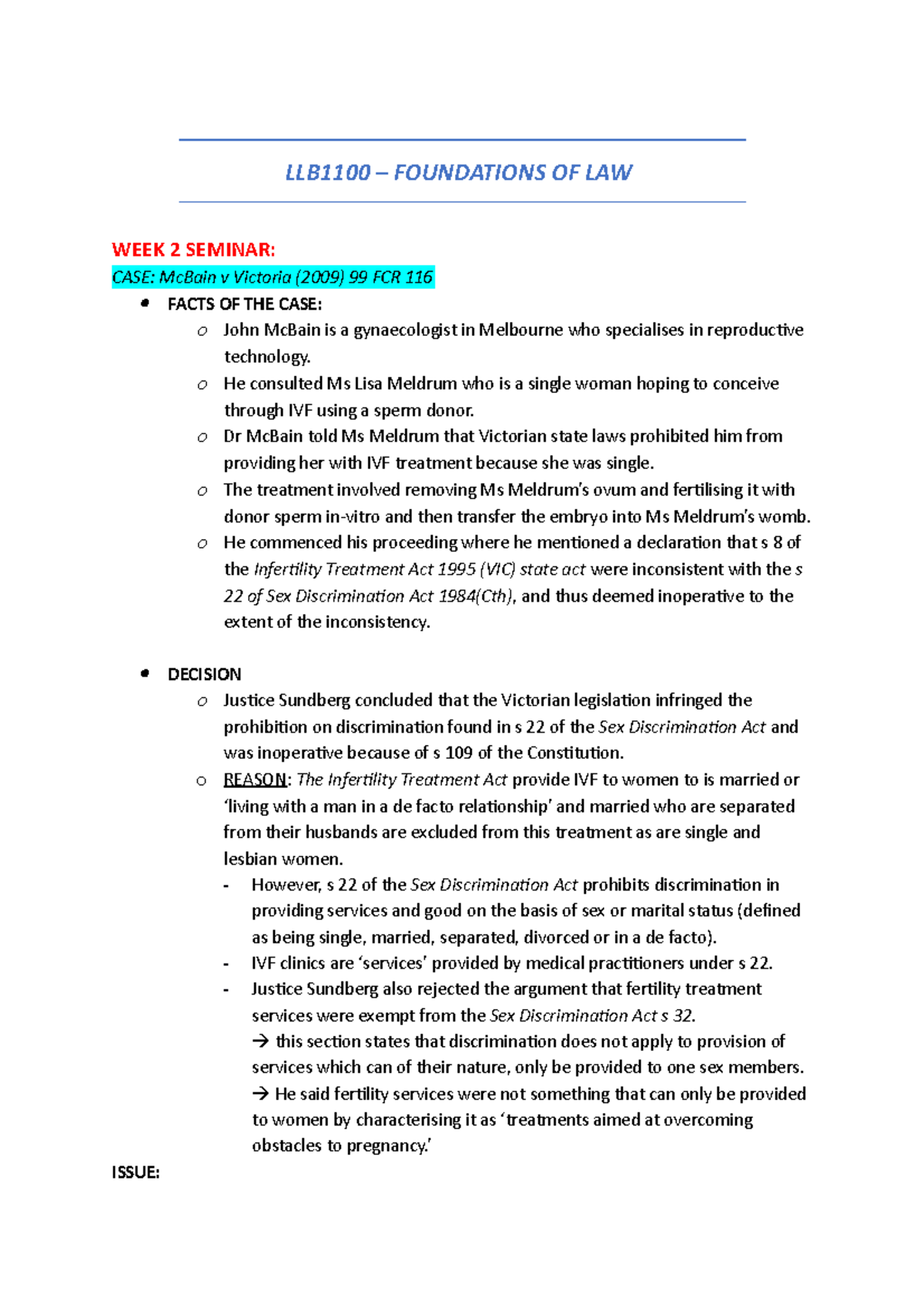 Foundations of Law - Lecture notes 1-6 - LLB1100 – FOUNDATIONS OF LAW ...