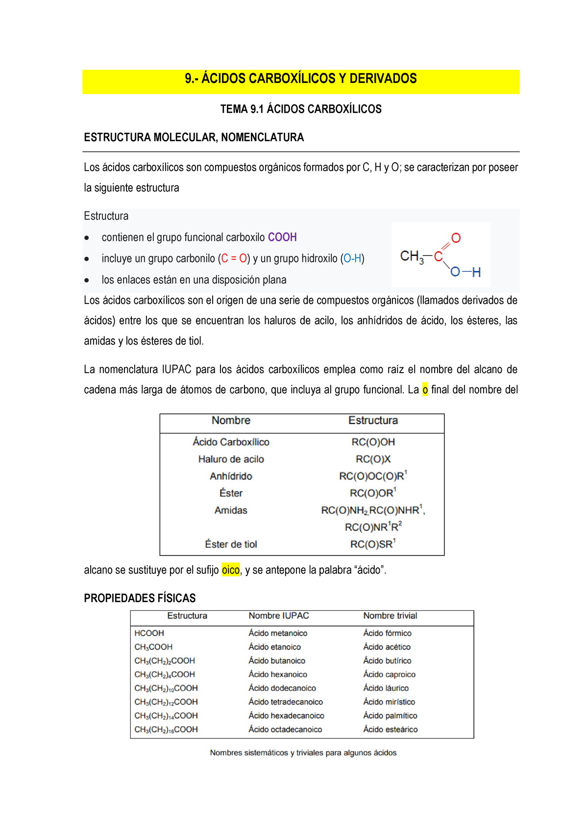 Clase 28 - TEMA 9.1 Ácidos Carboxílicos Y Derivados - 9.- ¡CIDOS ...