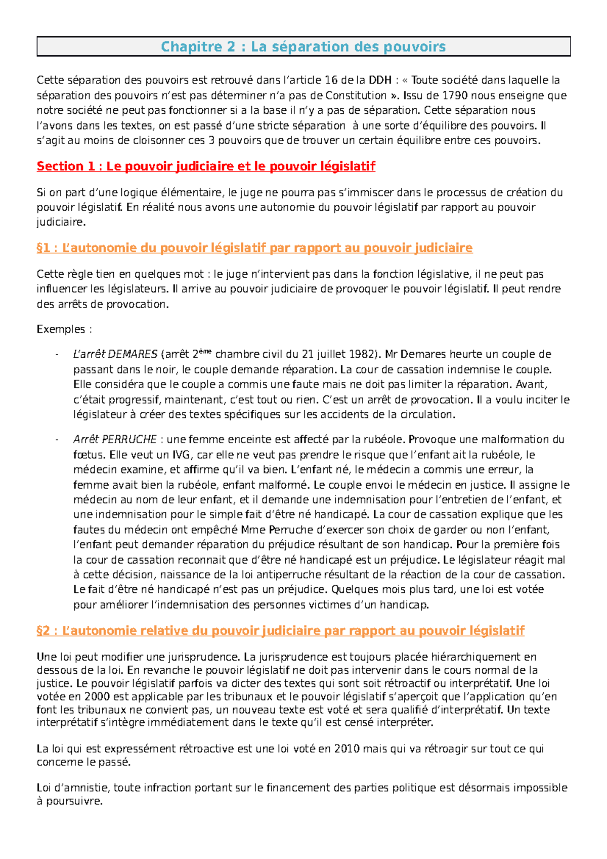 Qcm Institutions Juridictionnelles L1 Droit Institutions juridictionnelles L1 droit - Partie 1 Chapitre 2 - Chapitre 2  : La séparation des - Studocu