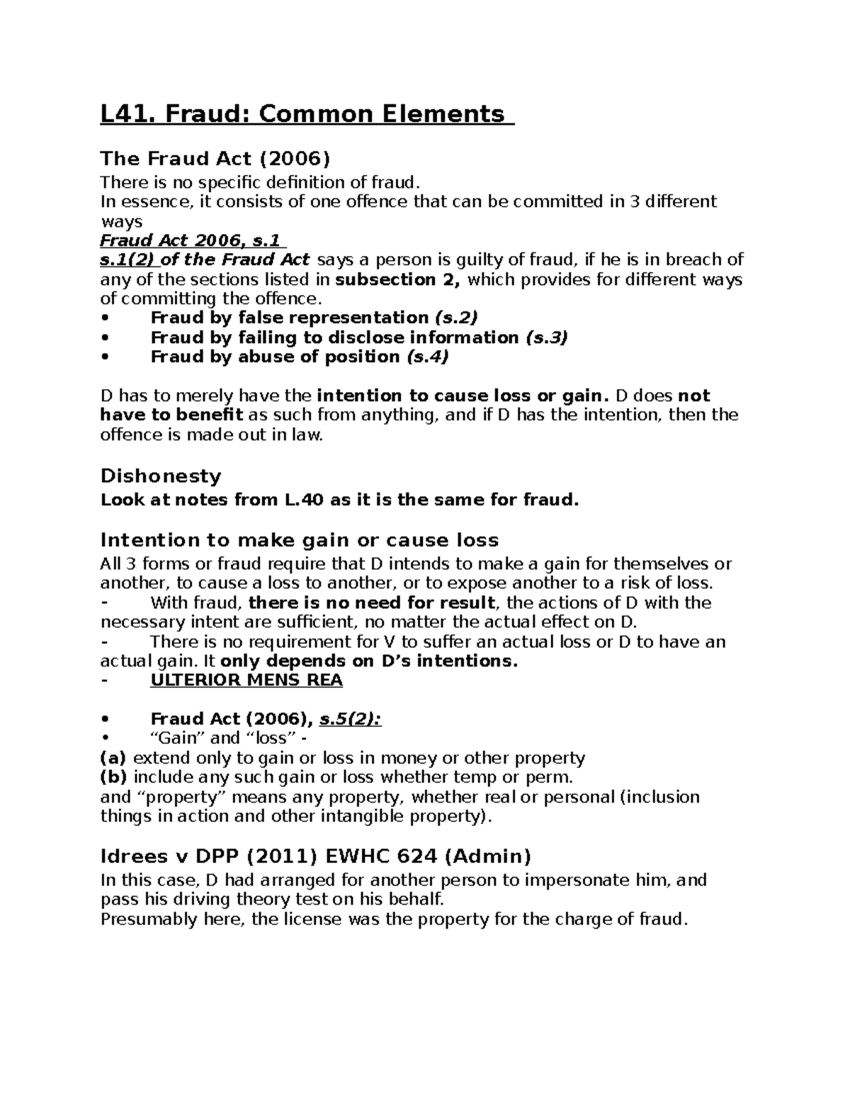 L41. Fraud- Common Elements - L41. Fraud: Common Elements The Fraud Act ...