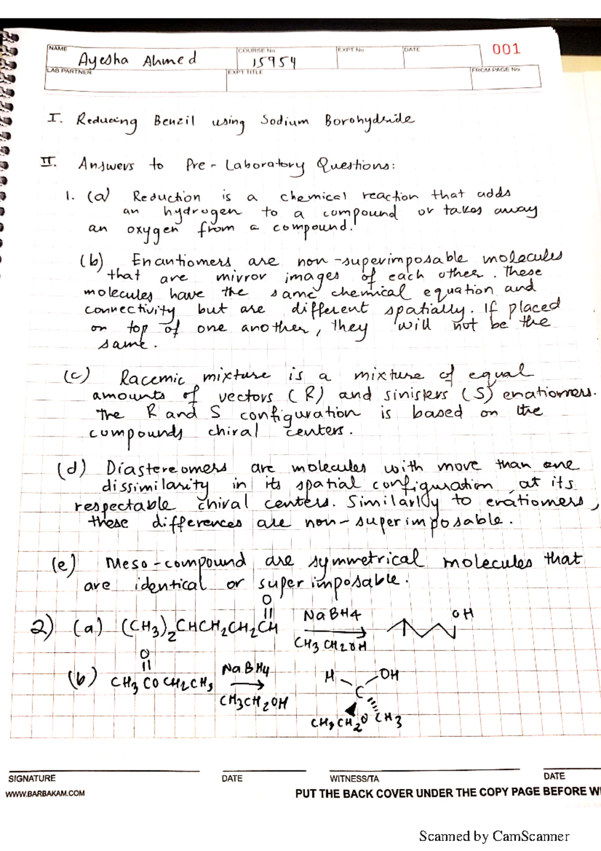 Lab Report Organic chemistry II CHEM 3331 Studocu