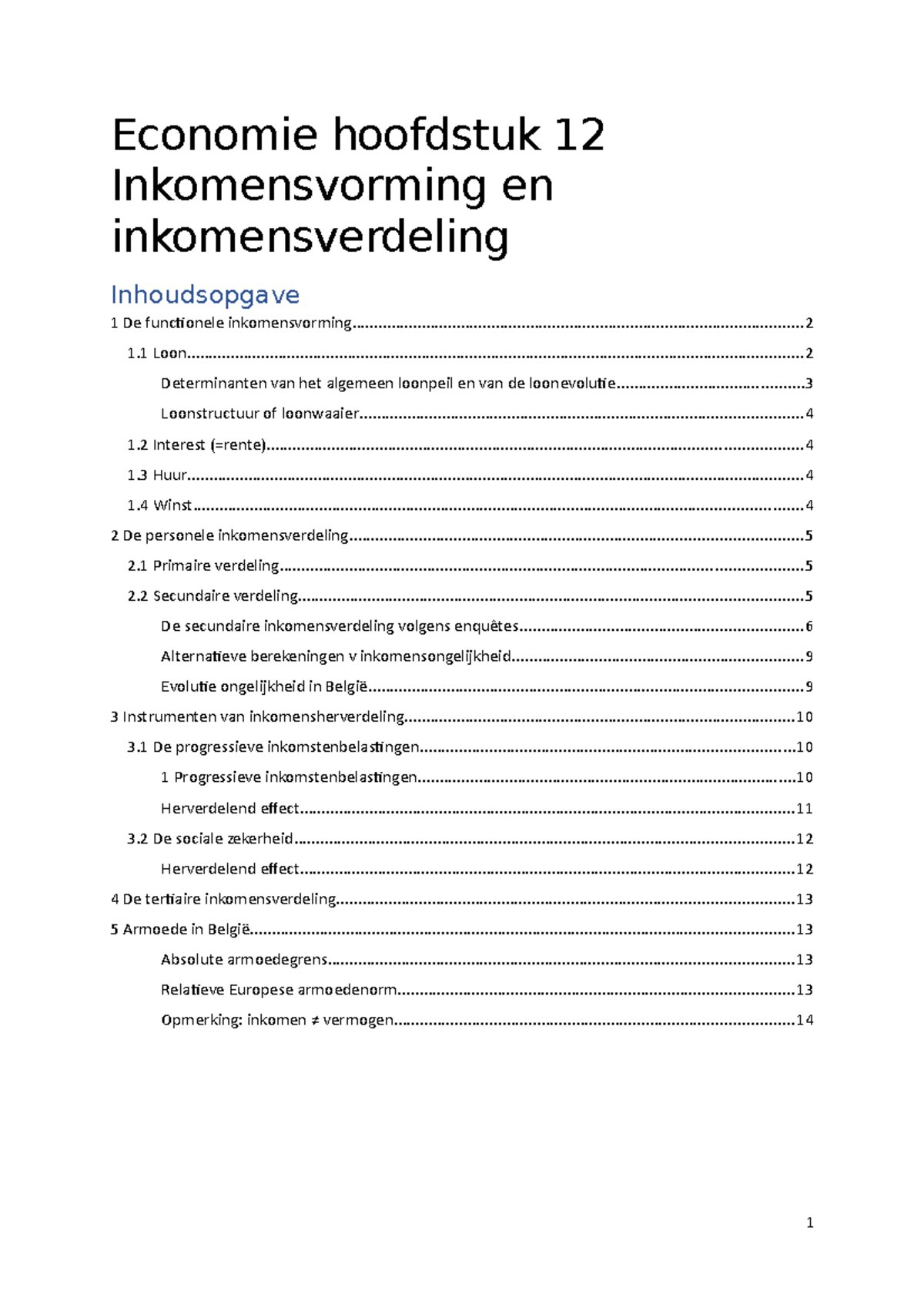 Economie Hoofdstuk 12 Inkomensvorming En Inkomensverdeling (jaar:2021 ...