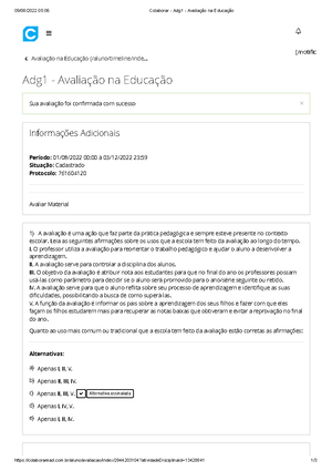 Colaborar - Aap1 - Avaliação Na Educação - 09/08/2022 04:57 Colaborar ...