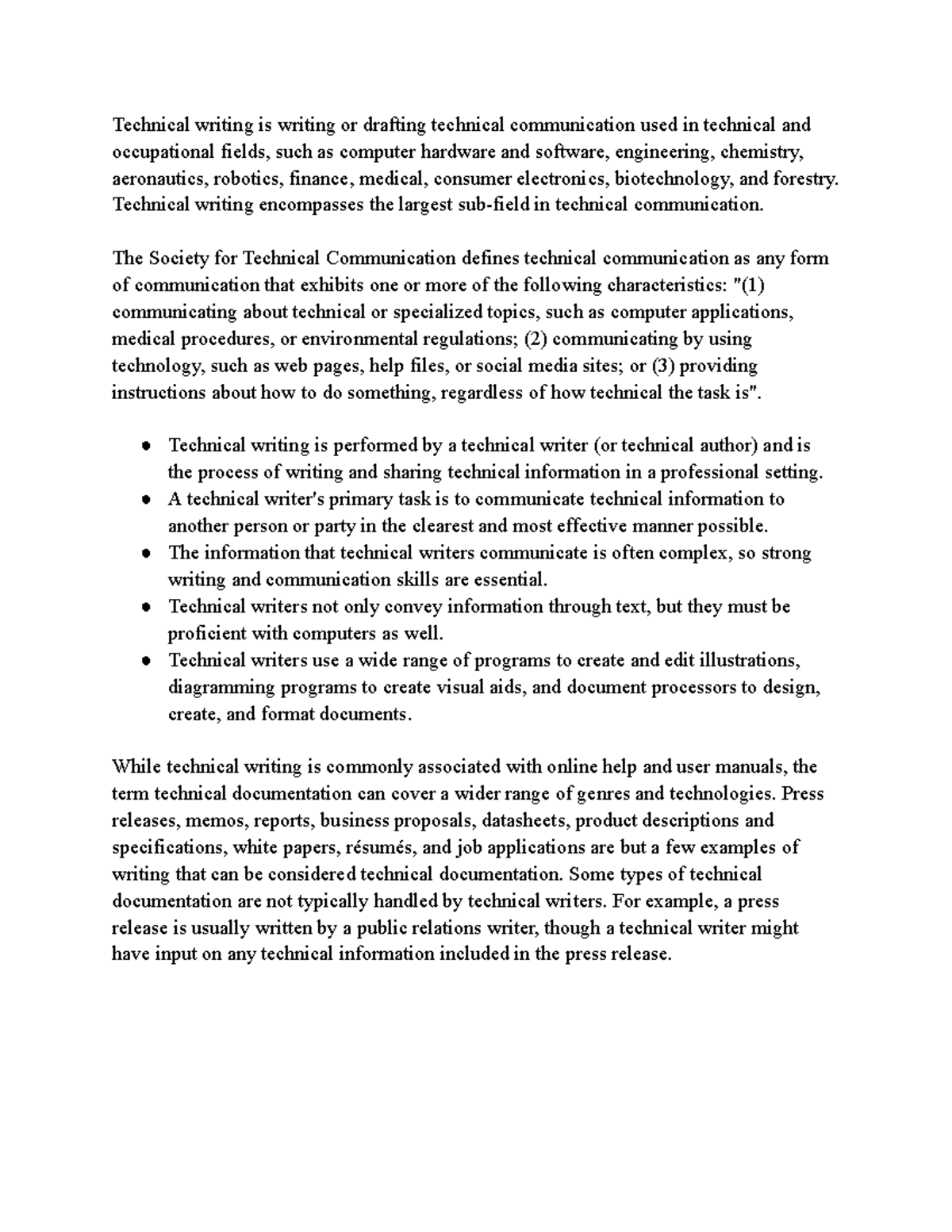 Technical writing - Technical writing encompasses the largest sub-field ...