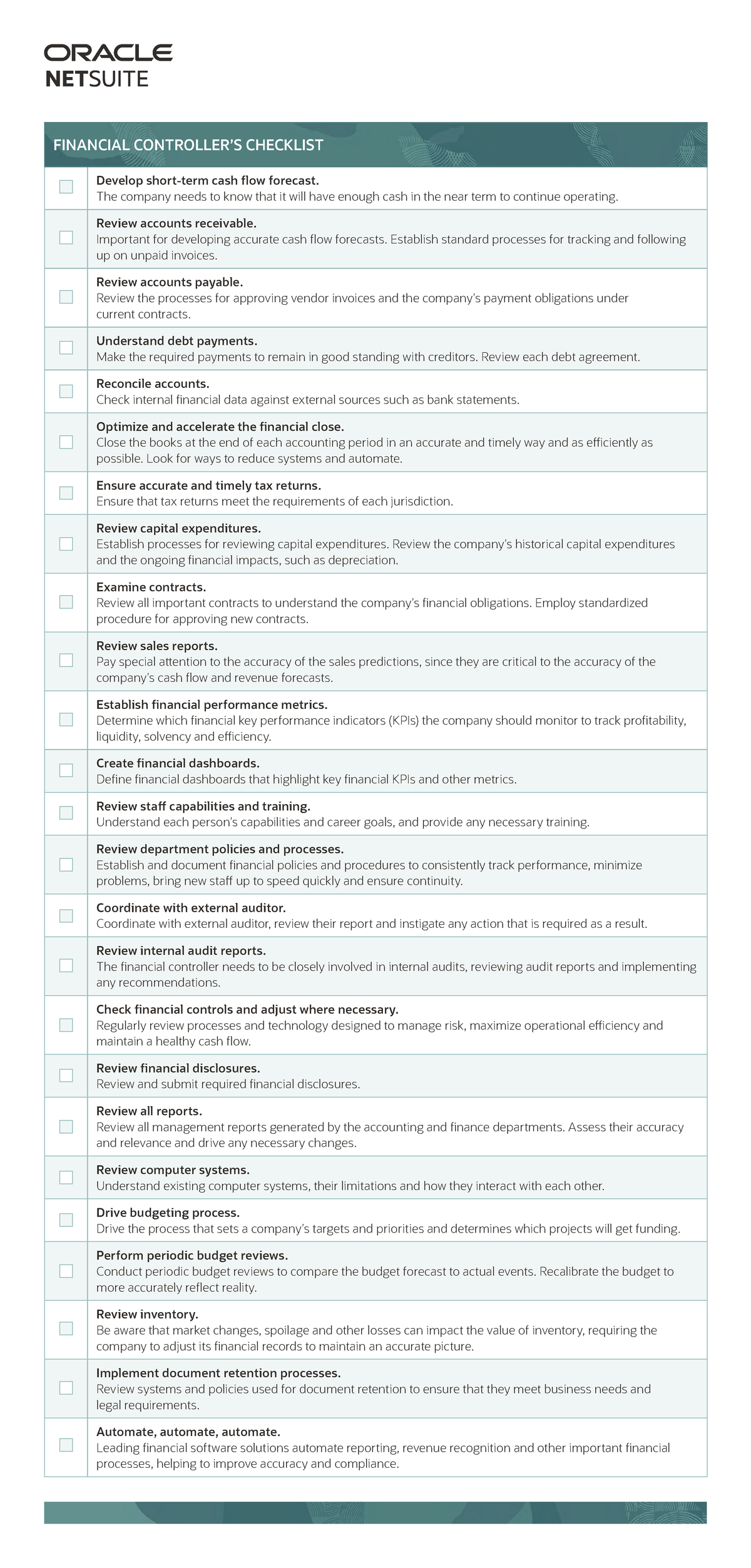 Bsa financial controller checklist - FINANCIAL CONTROLLER’S CHECKLIST ...