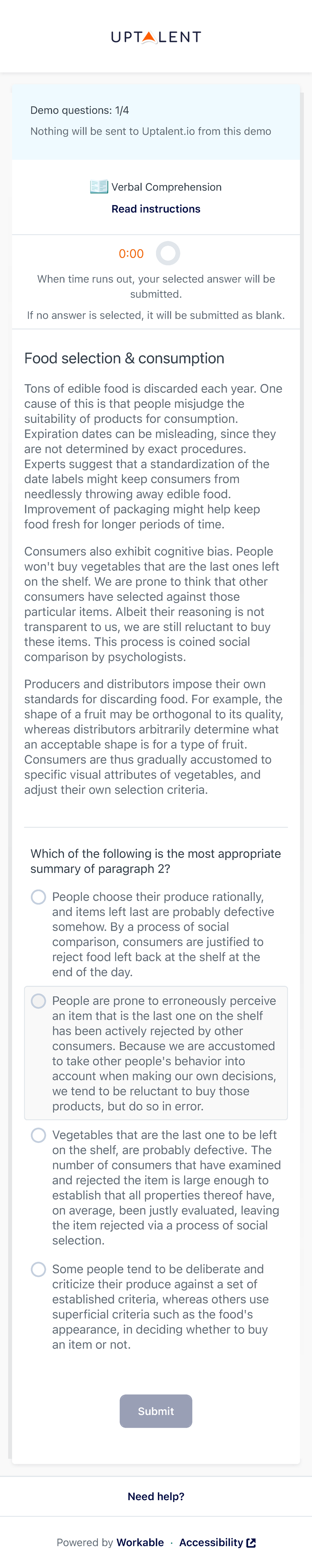 Assessments - Assessment - Demo questions: 1/ Nothing will be sent to ...