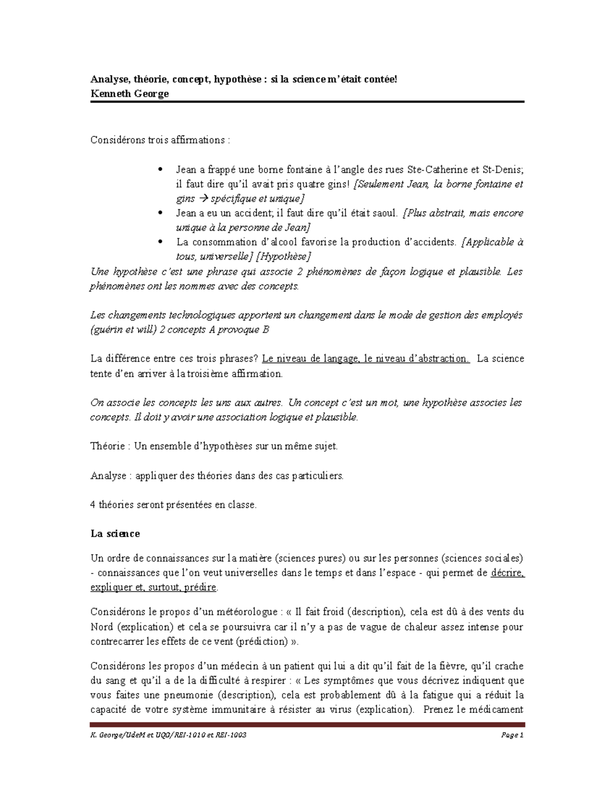 DP Analyse, théorie, hypothèse Analyse, théorie, concept, hypothèse