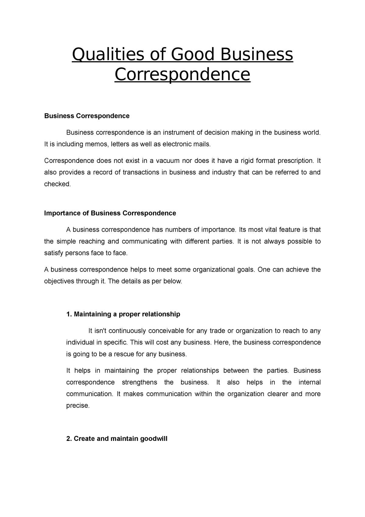 part-a-english-qualities-of-good-business-correspondence-business