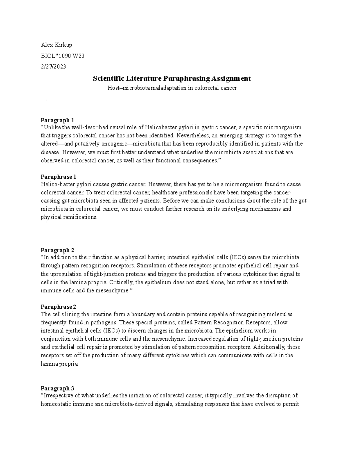 Final Submission First Scientific Literature Paraphrasing Assignment ...
