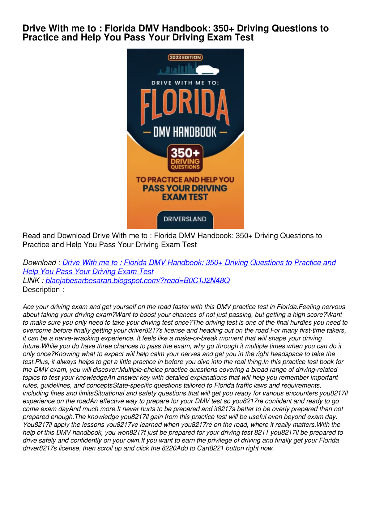 Download Pdf Drive With Me To Florida Dmv Handbook 350 Driving