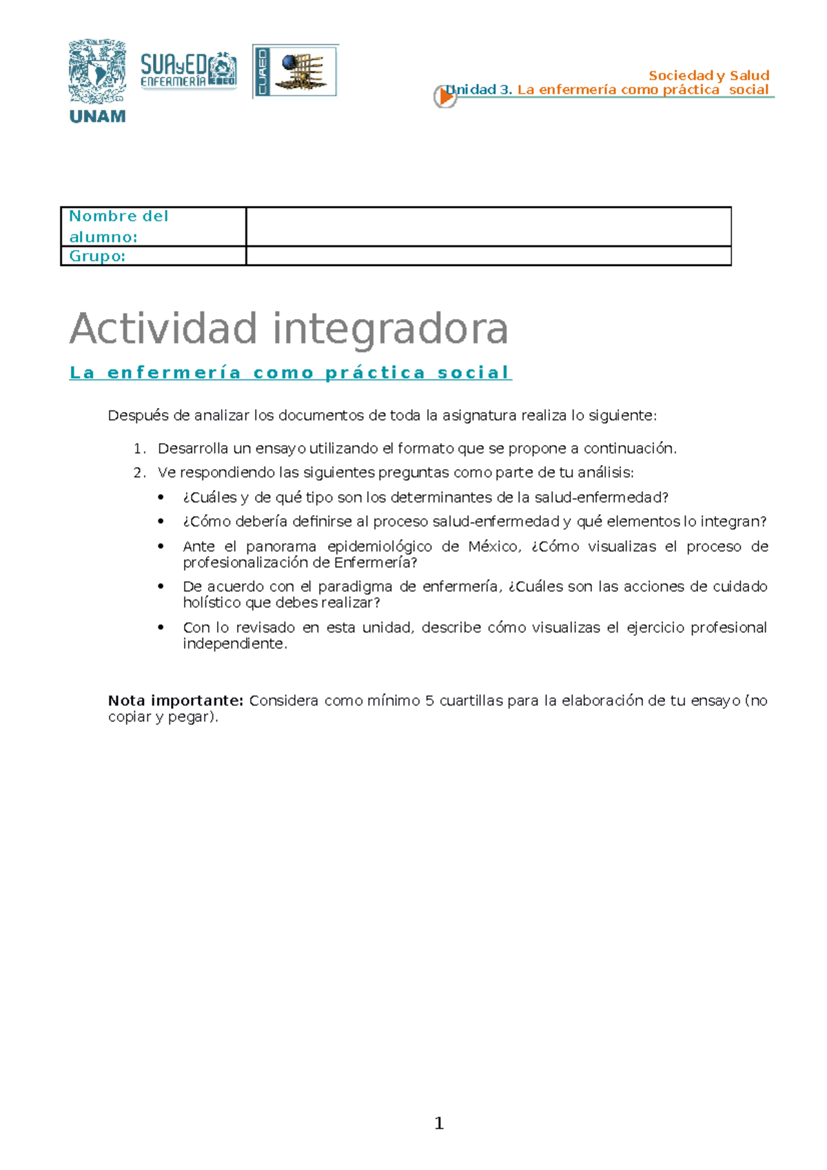 Actividad 3 Sociedad Y Salud - Sociedad Y Salud Unidad 3. La Enfermería ...