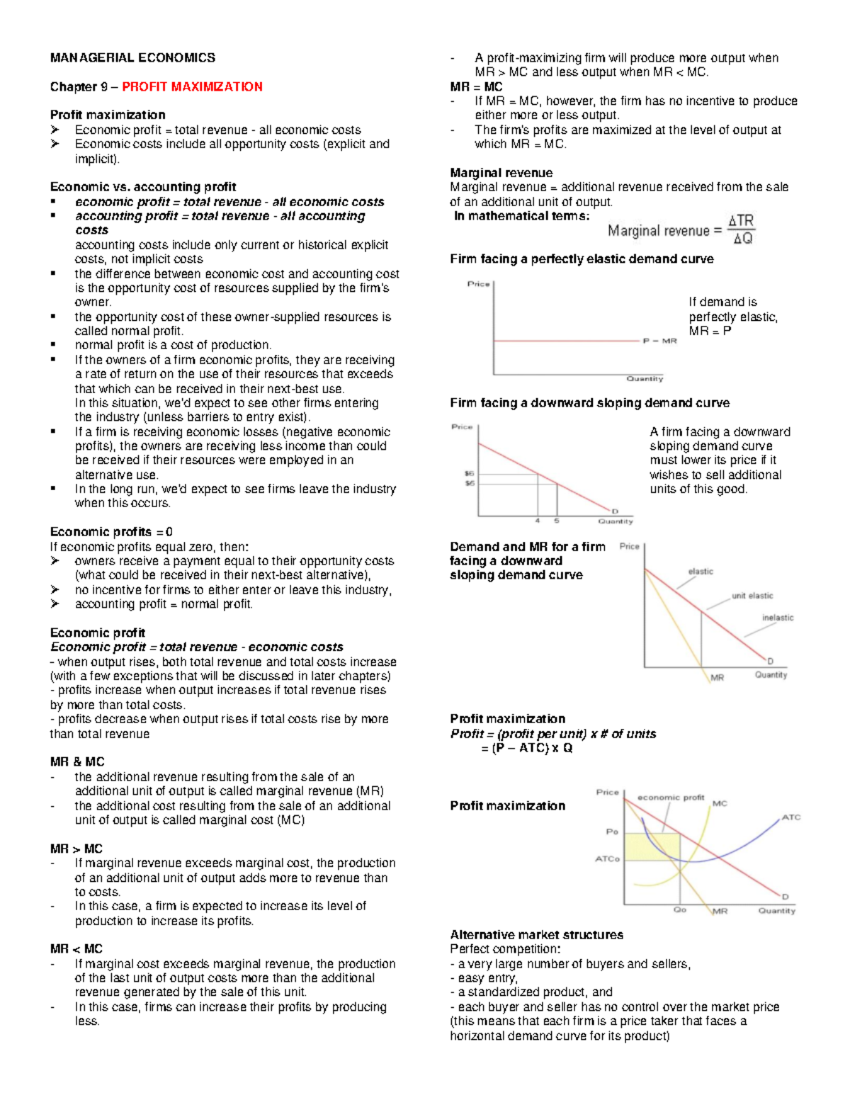 Man Econ Reviewer (Chapter 9 -12 Notes) - MANAGERIAL ECONOMICS Chapter ...