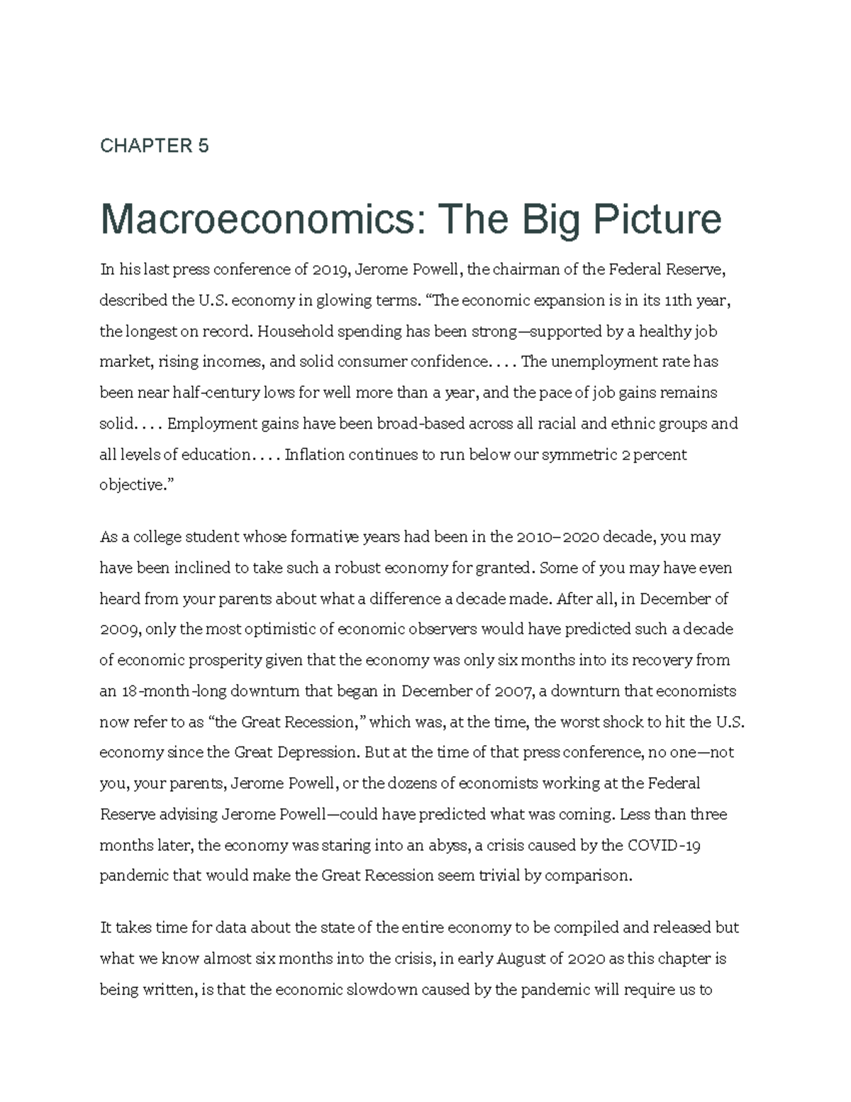 Chapter 5 Lecture Notes for 2023 - CHAPTER 5 Macroeconomics: The Big ...
