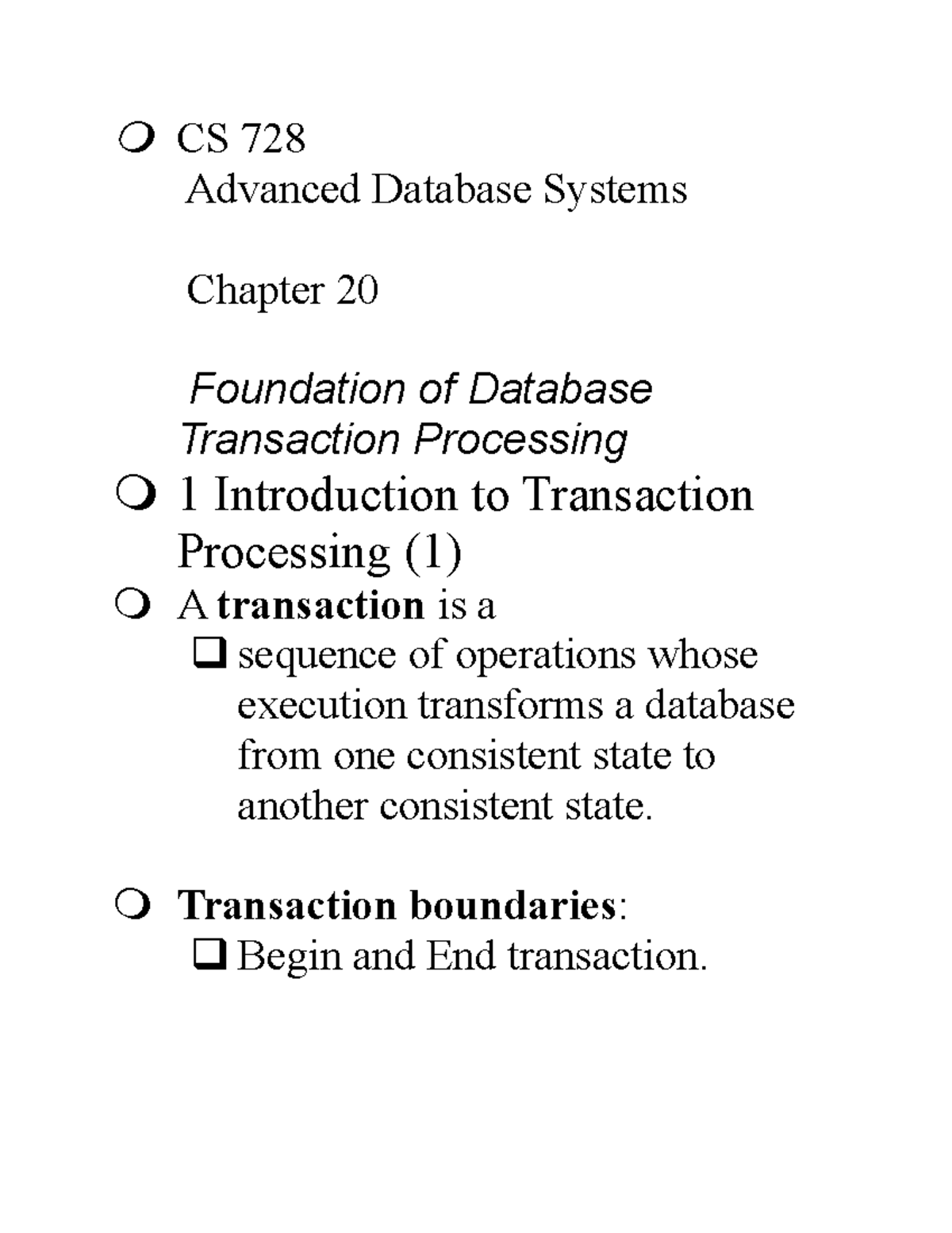 Chapter 20 Advanced Database Systems - Database Management Systems ...