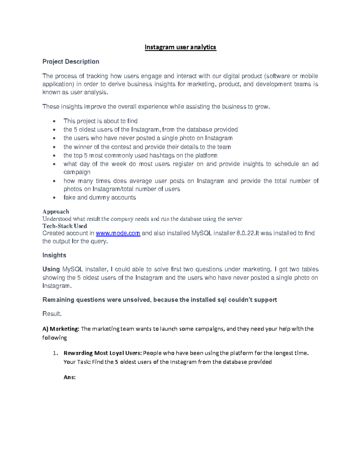 Instagram user analytics - Instagram user analytics Project Description ...