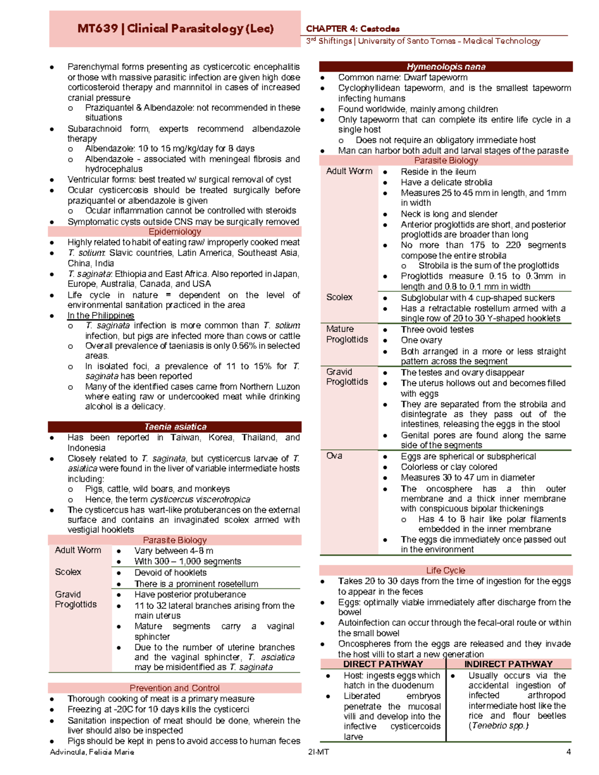 PARA 4 Cestodes-4-6 - Parasitology notes for Medical Technology ...