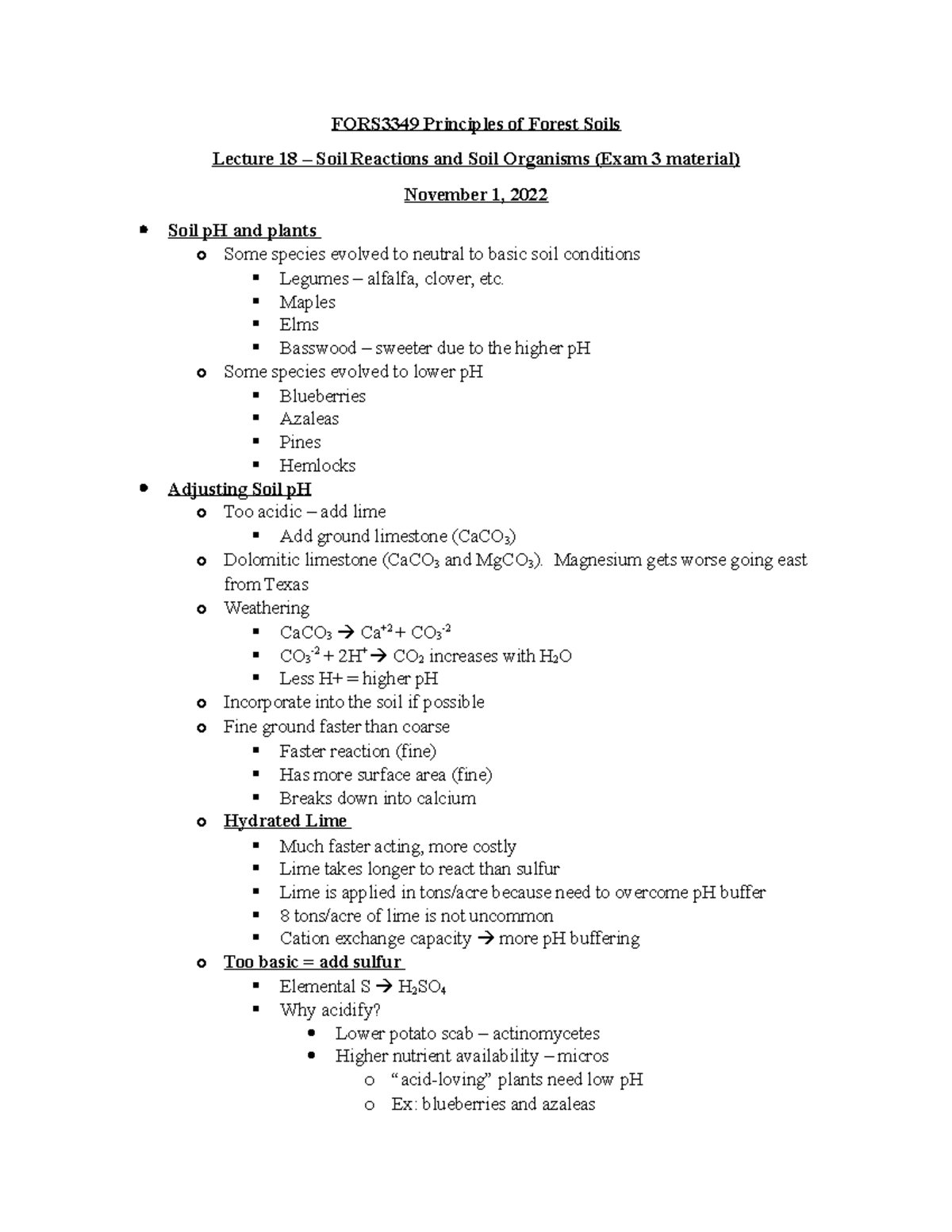 Fors3349 Lecture 18 Soil Reactions And Soil Organisms Fors3349 Fors3349 Lecture 18 Soil Reactions And Soil Organisms Fors3349