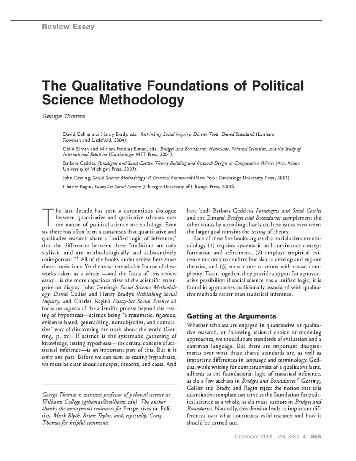 Thomas Methodology Review - The Qualitative Foundations of Political ...