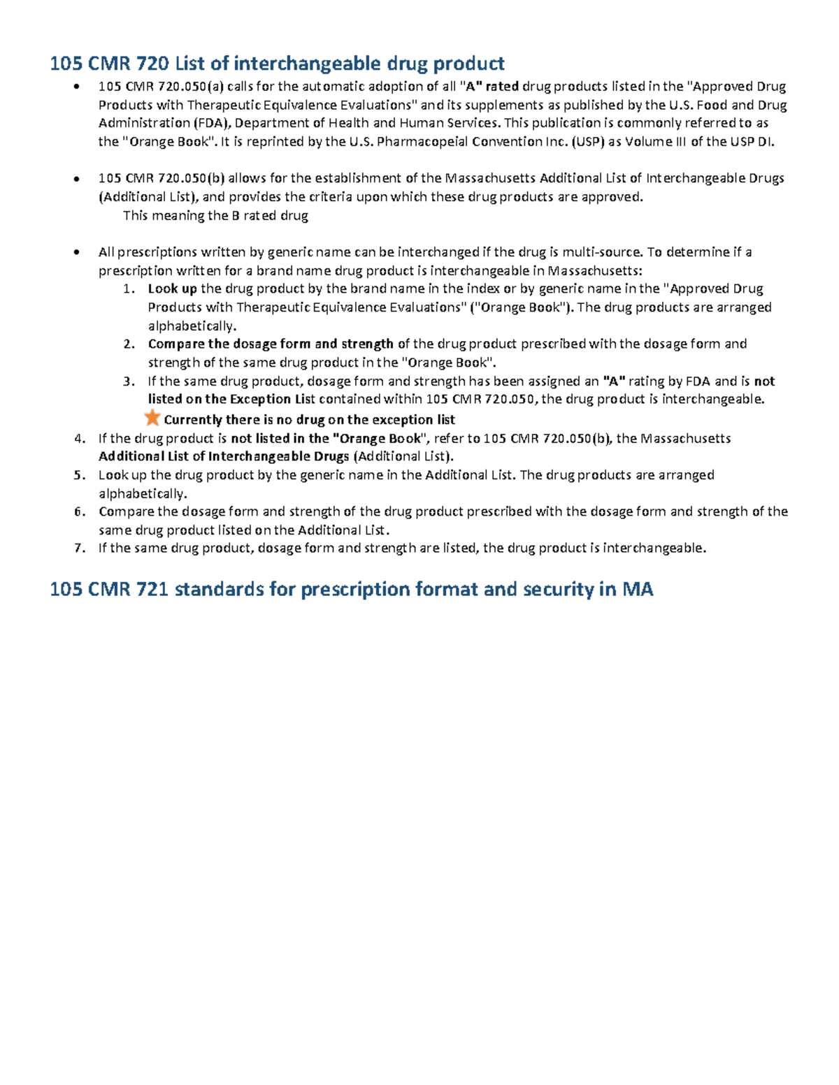 Final-3 - use with caution, law changes all the time - 105 CMR 720 List ...