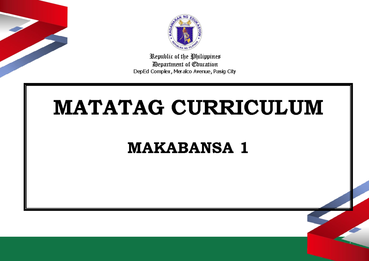 Matatag Makabansa Grade 1 - Republic of the Philippines Department of ...