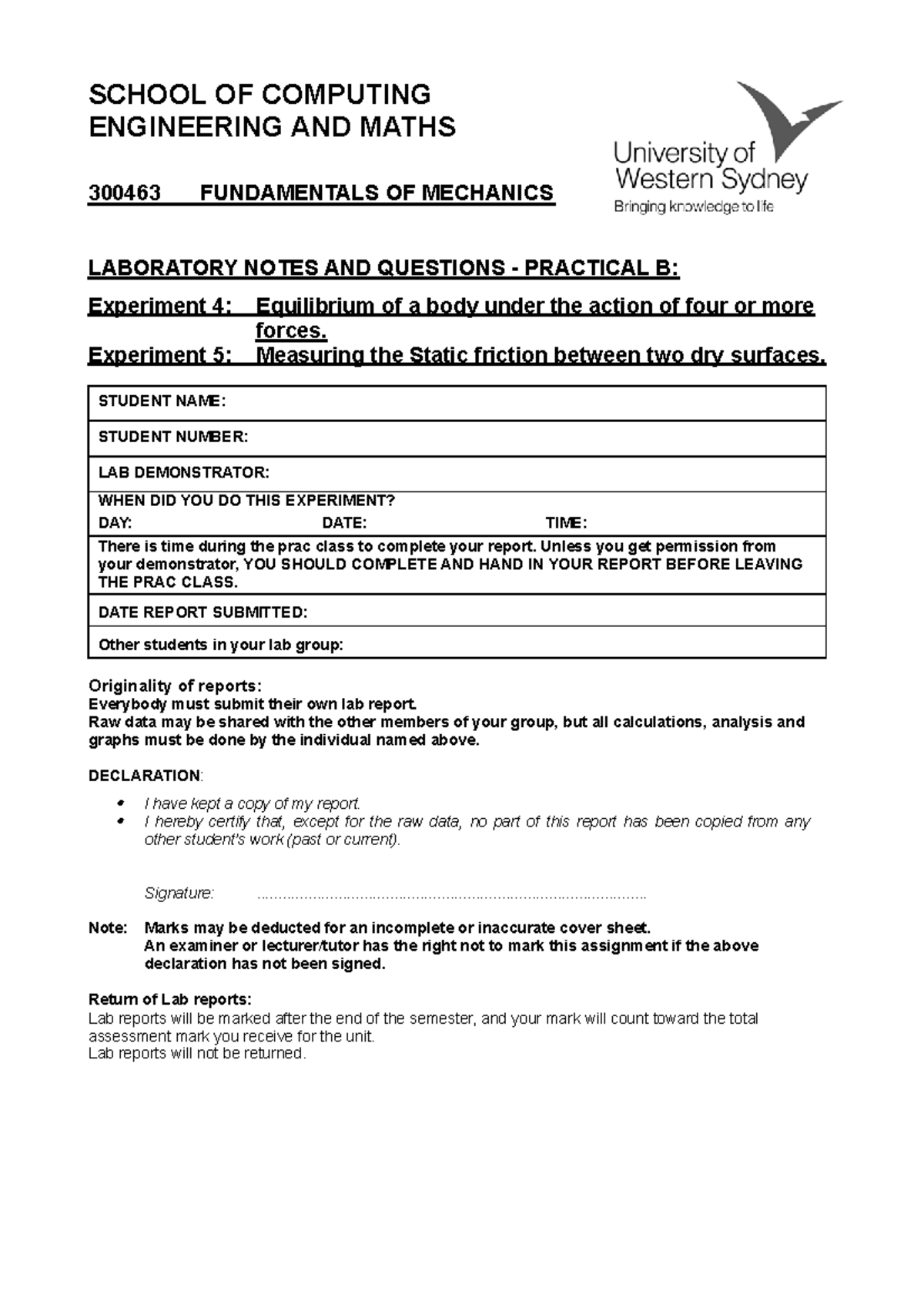 Fo M Practical Pt B - Practises - SCHOOL OF COMPUTING ENGINEERING AND ...