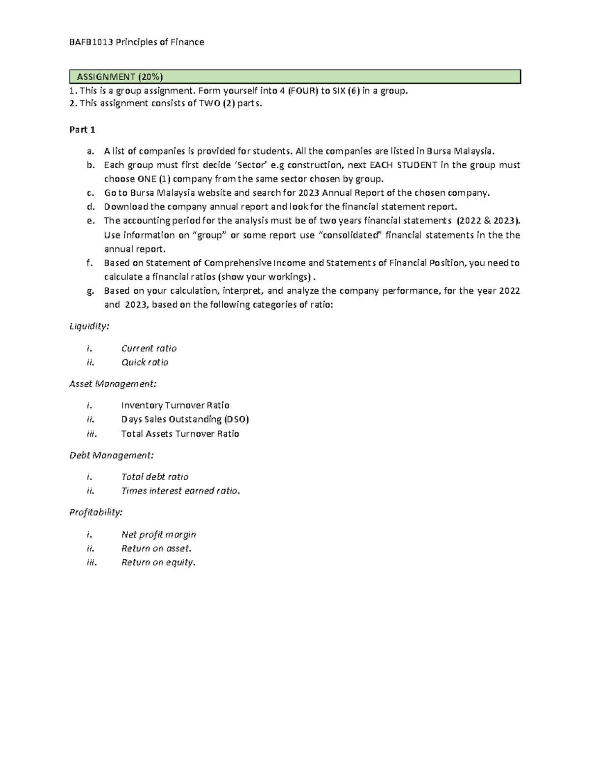 Assignment Financial Statement Analysis 1 Update Assignment 20 This Is A Group Assignment Assignment Financial Statement Analysis 1 Update Assignment 20 This Is A Group Assignment