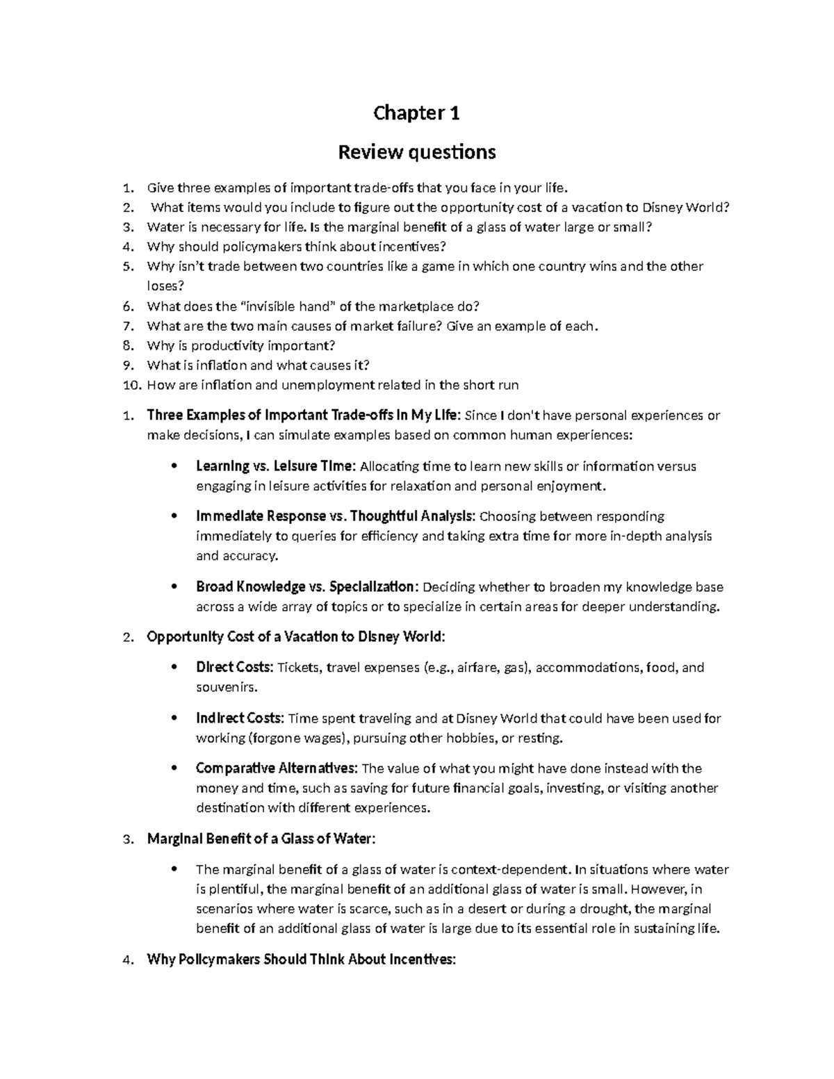 Chapter 1 - Chapter 1 Review questions 1. Give three examples of ...