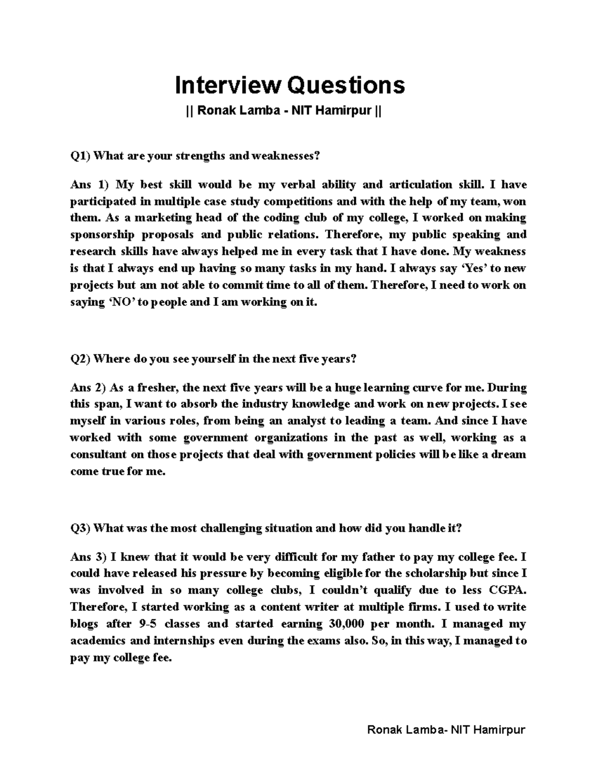 Interview Questions 1673433094 - Interview Questions || Ronak Lamba ...