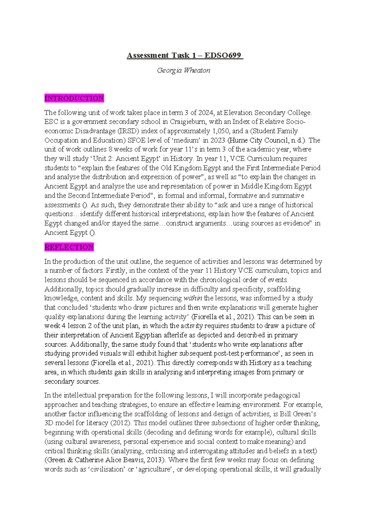 AT1 - Tutorial notes secondary teaching - Assessment Task 1 – EDSO ...