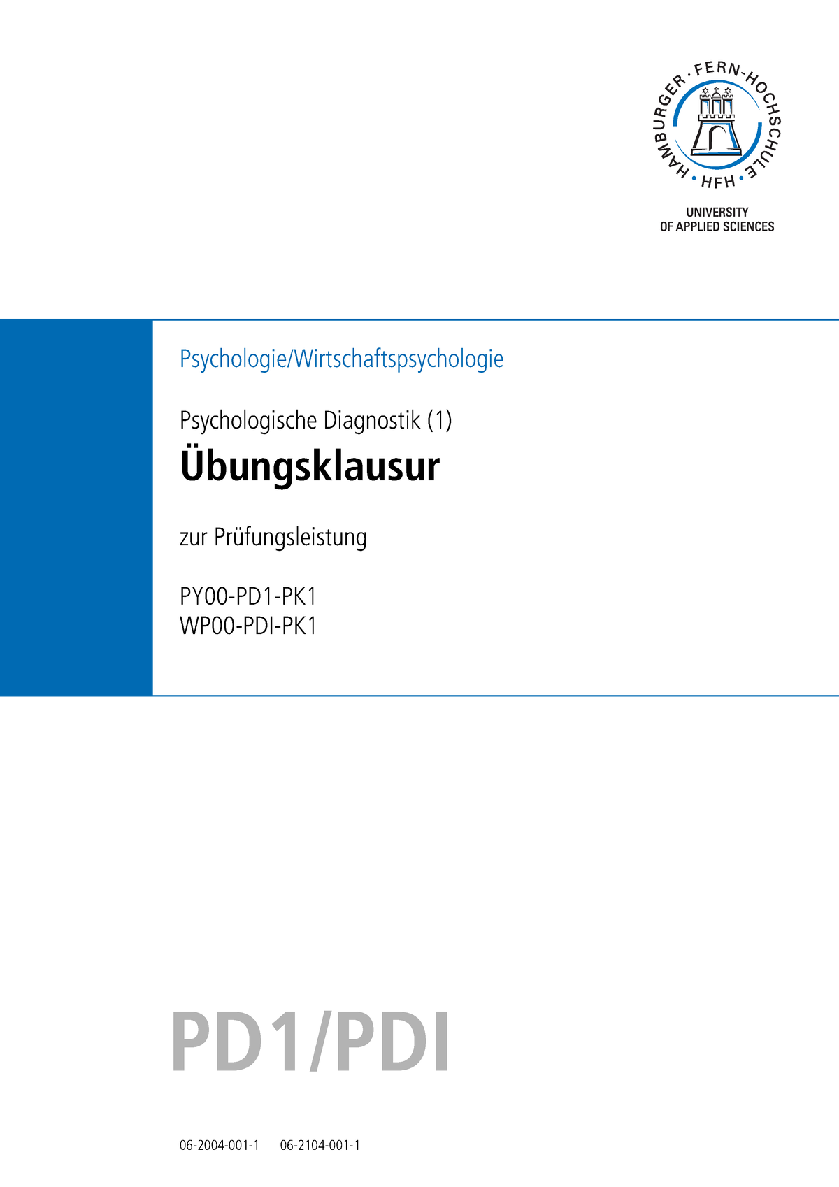 Psychologische Diagnostik Bungsklausur