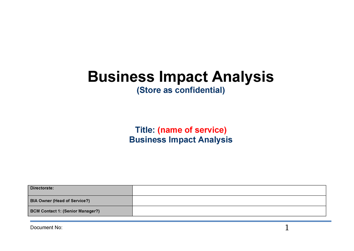 Business impact analysis template - Business Impact Analysis (Store as ...