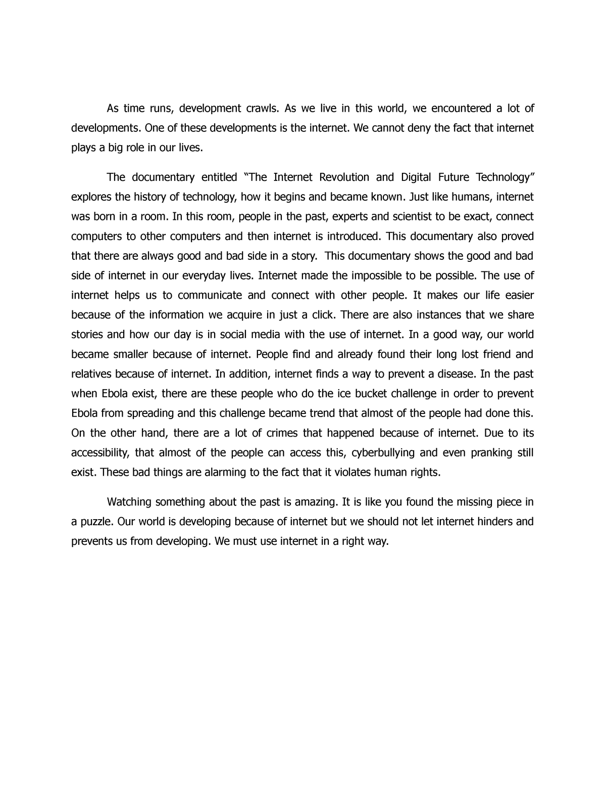 essay on reflection on education and technology