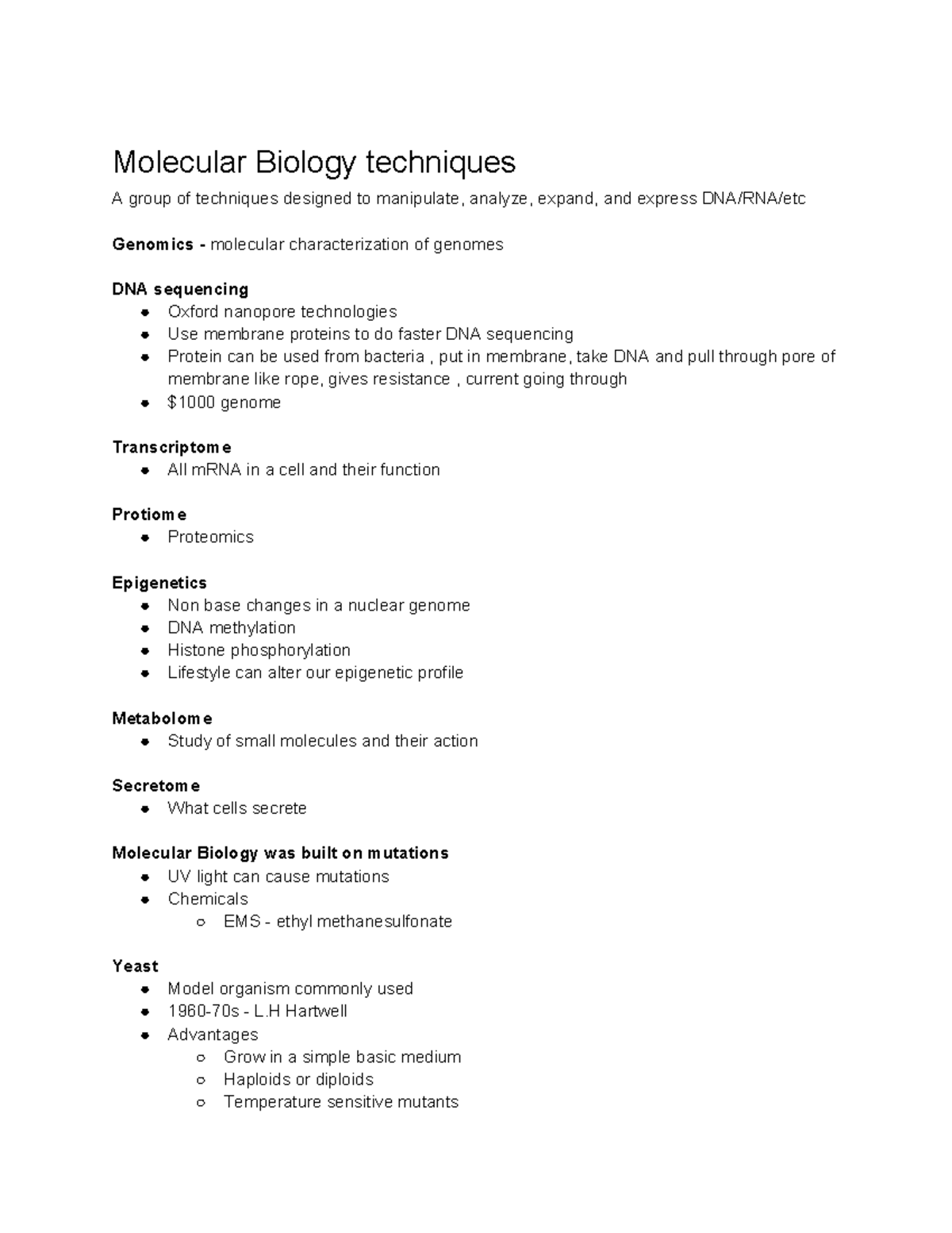 BIO 311 Exam 2 - Molecular Biology techniques A group of techniques ...