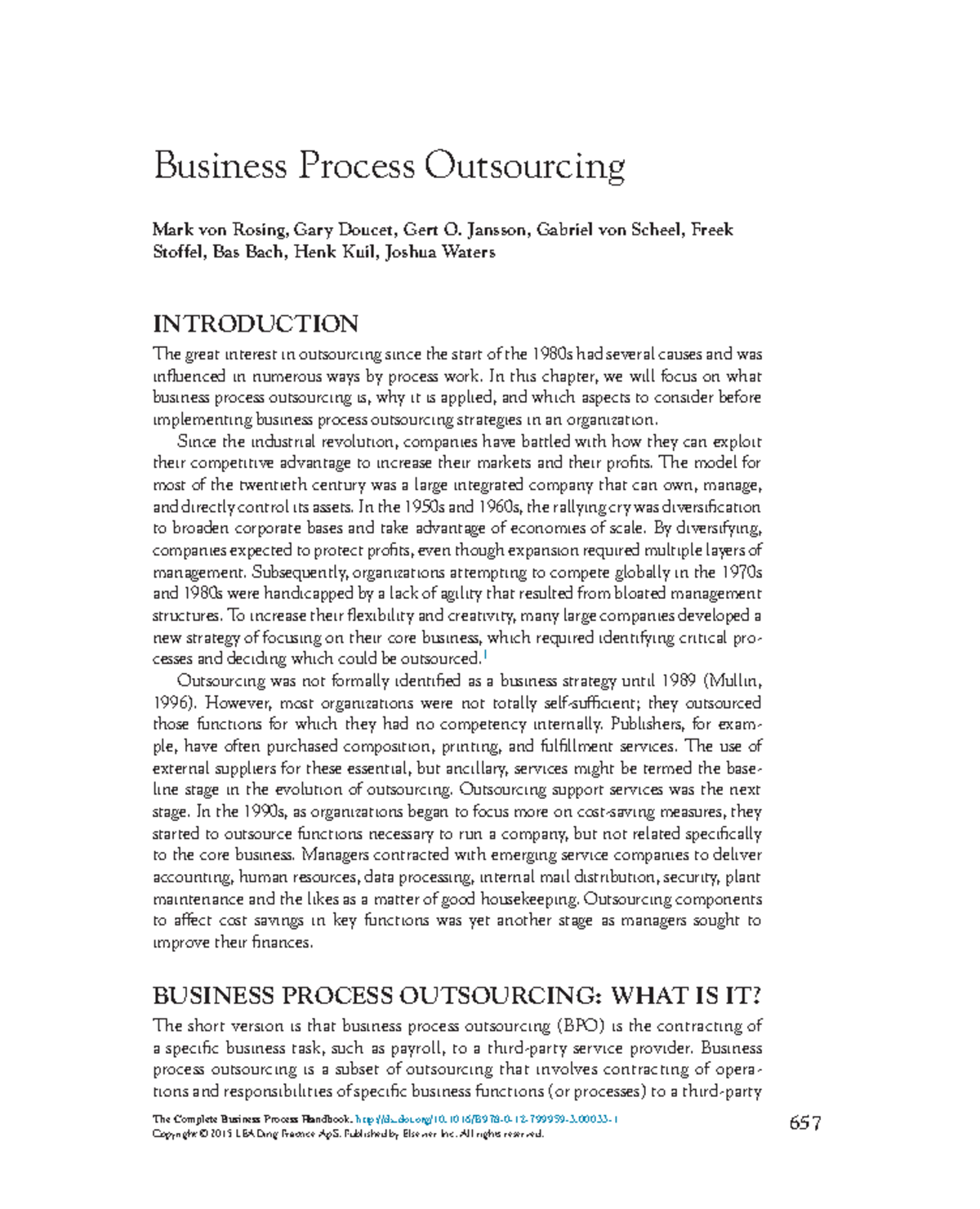 thesis business process outsourcing