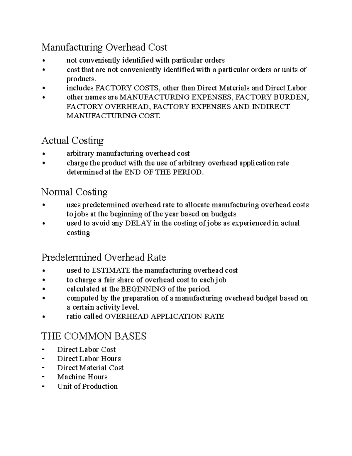 Manufacturing Cost - Notes in cost - Manufacturing Overhead Cost not ...