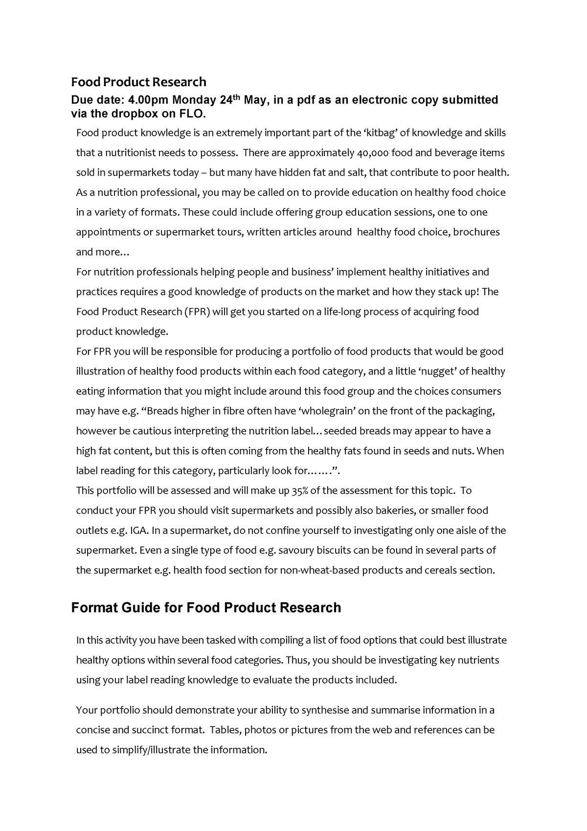 food product development thesis sample
