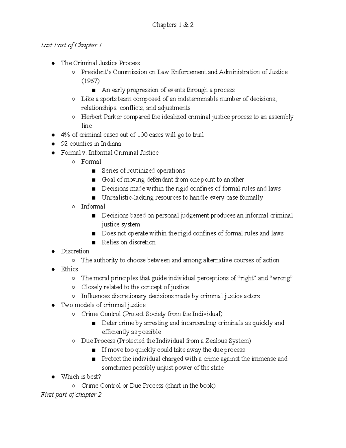 Introduction To Criminal Justice - Chapters 1 & 2 Last Part Of Chapter ...