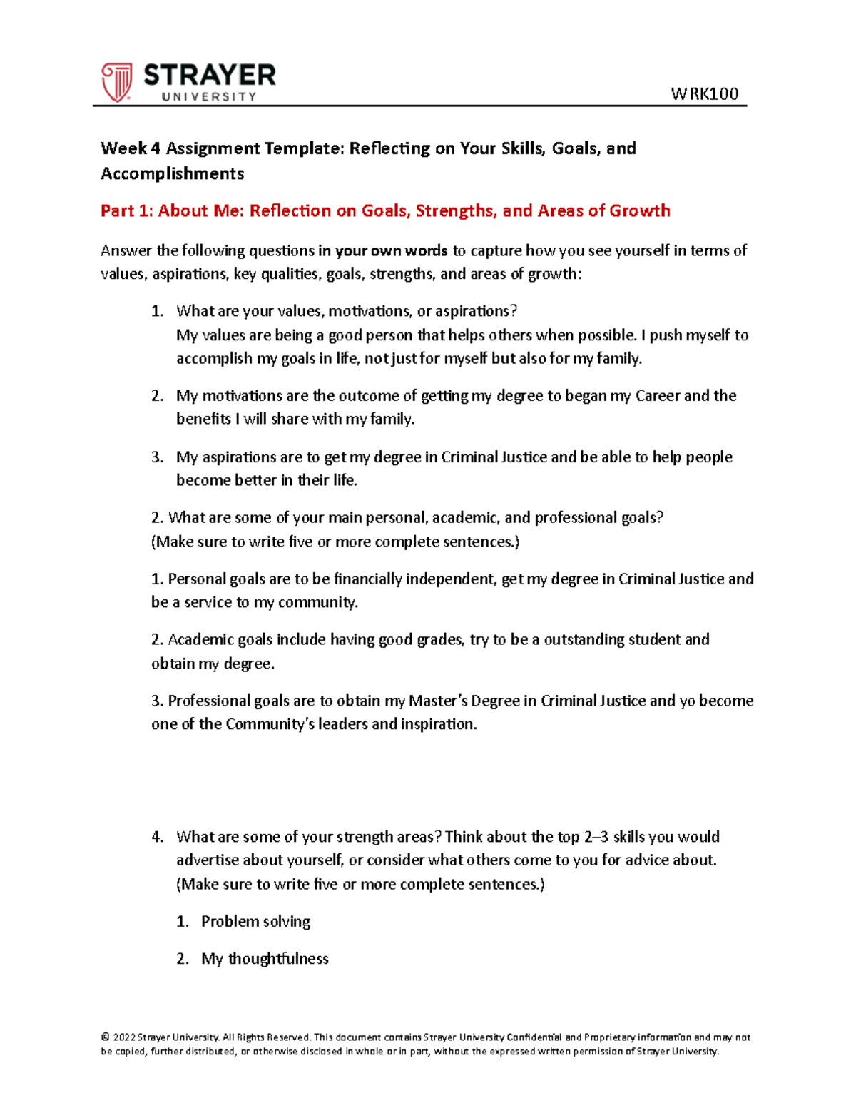 Crystal WRK100 assignment 2 Reflection - Week 4 Assignment Template ...