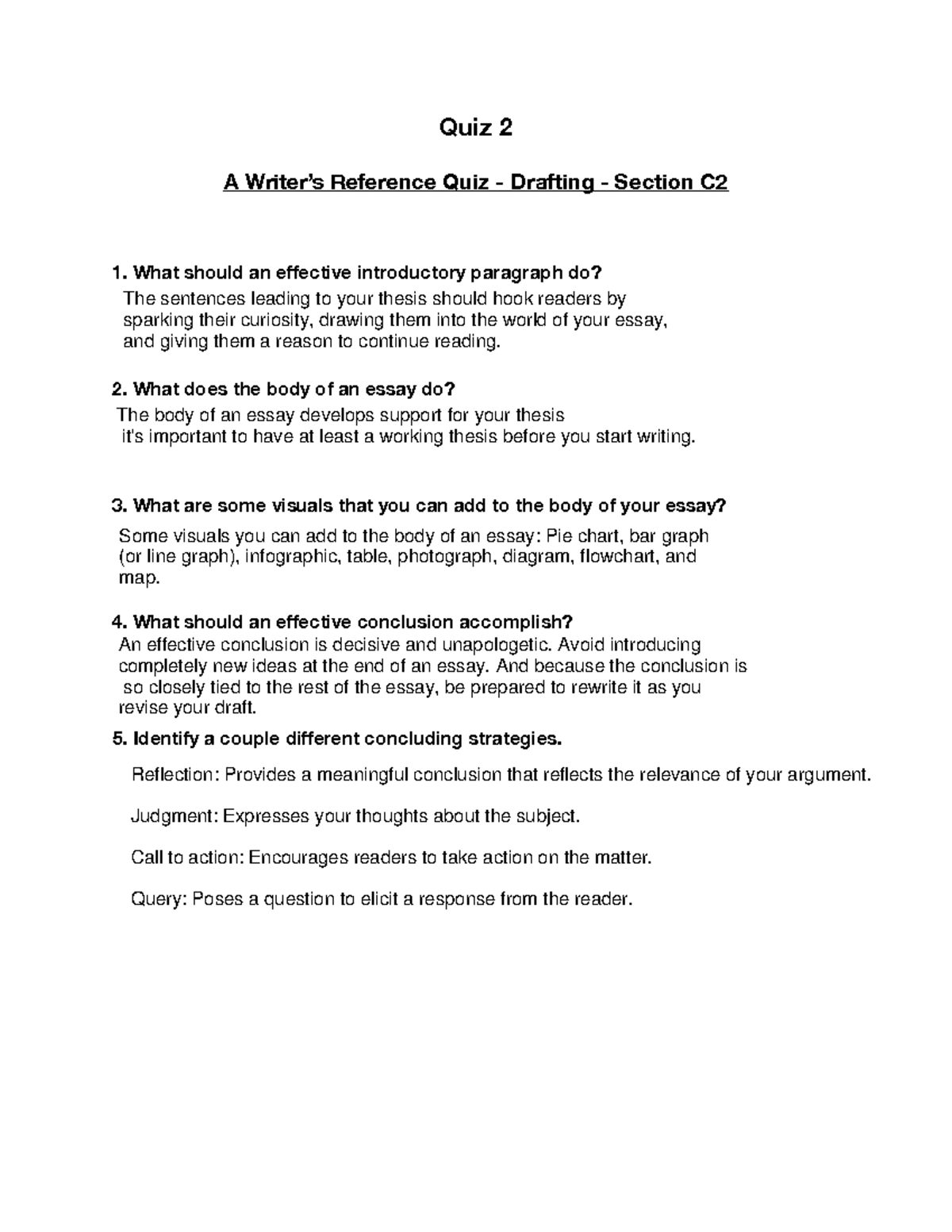 AWR Drafting Quiz 2 the test LIFE.1010 A Writer’s Reference Quiz