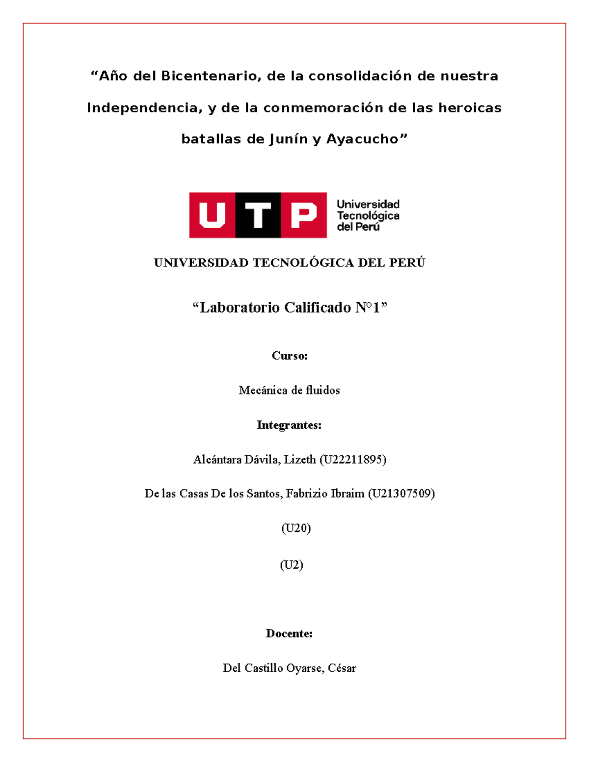 Fluidos LAB 12024 - DFHU,GFHGFLDGRGOÑFGDFÑ - “Año del Bicentenario, de ...