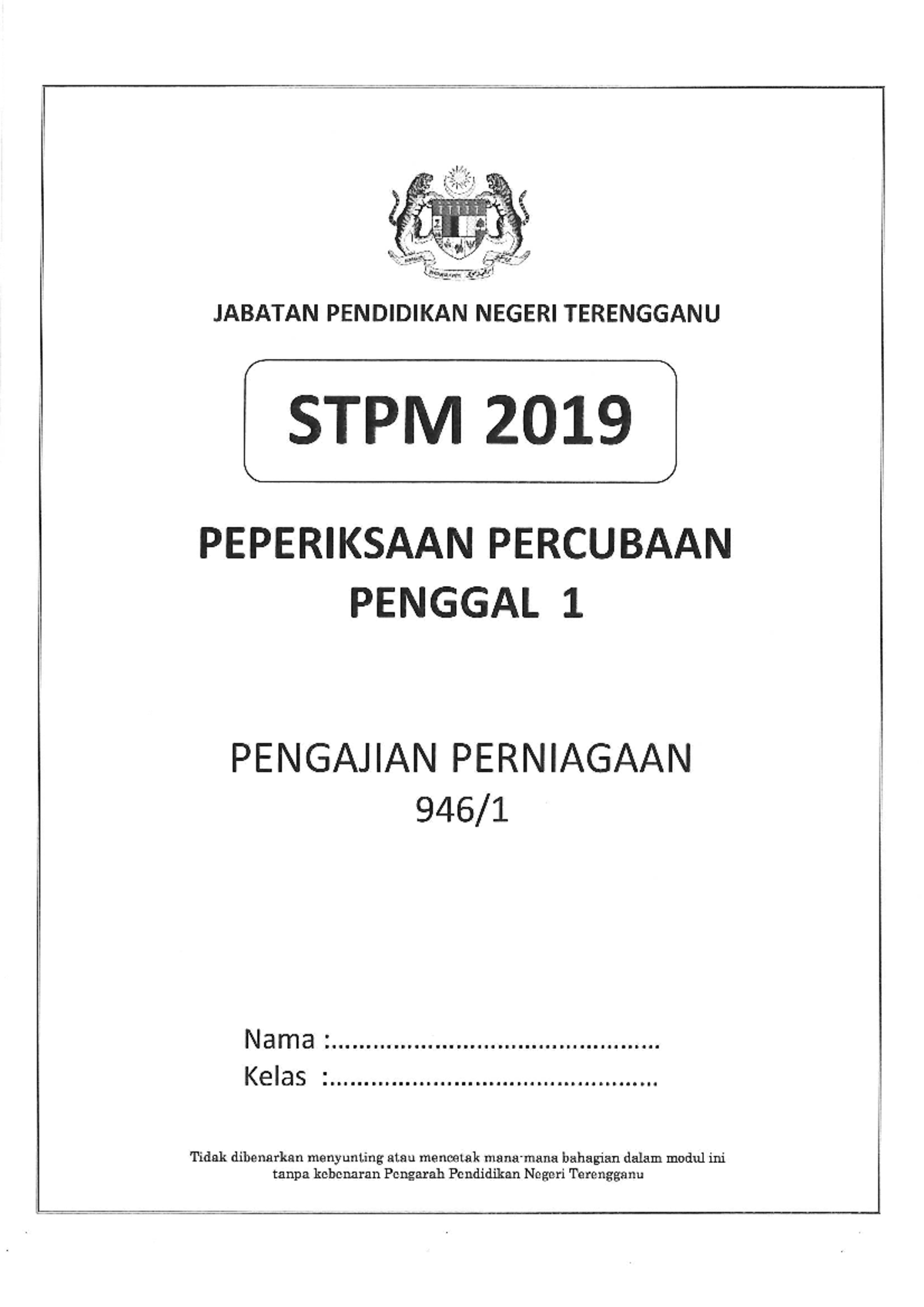 trial pengajian perniagaan  Skema SPM  StuDocu