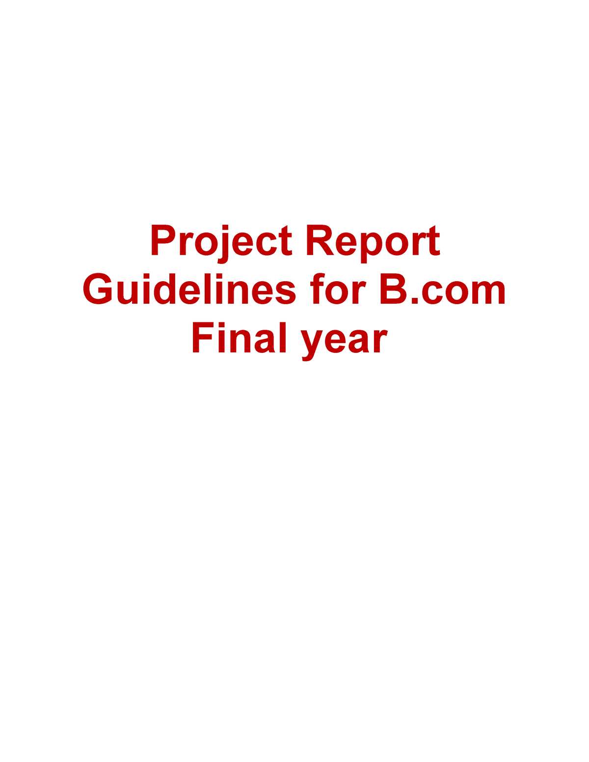 Project Report Guidelines For B.COM Final Year 6TH Semester 2023 ...