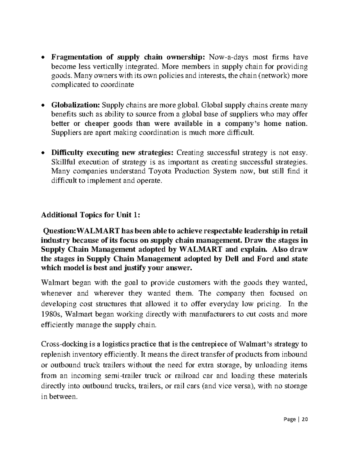 SCM UNIT 12126 Supply chain management Fragmentation of supply