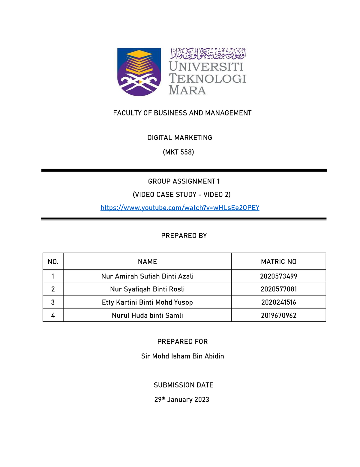 mkt558 digital marketing individual assignment