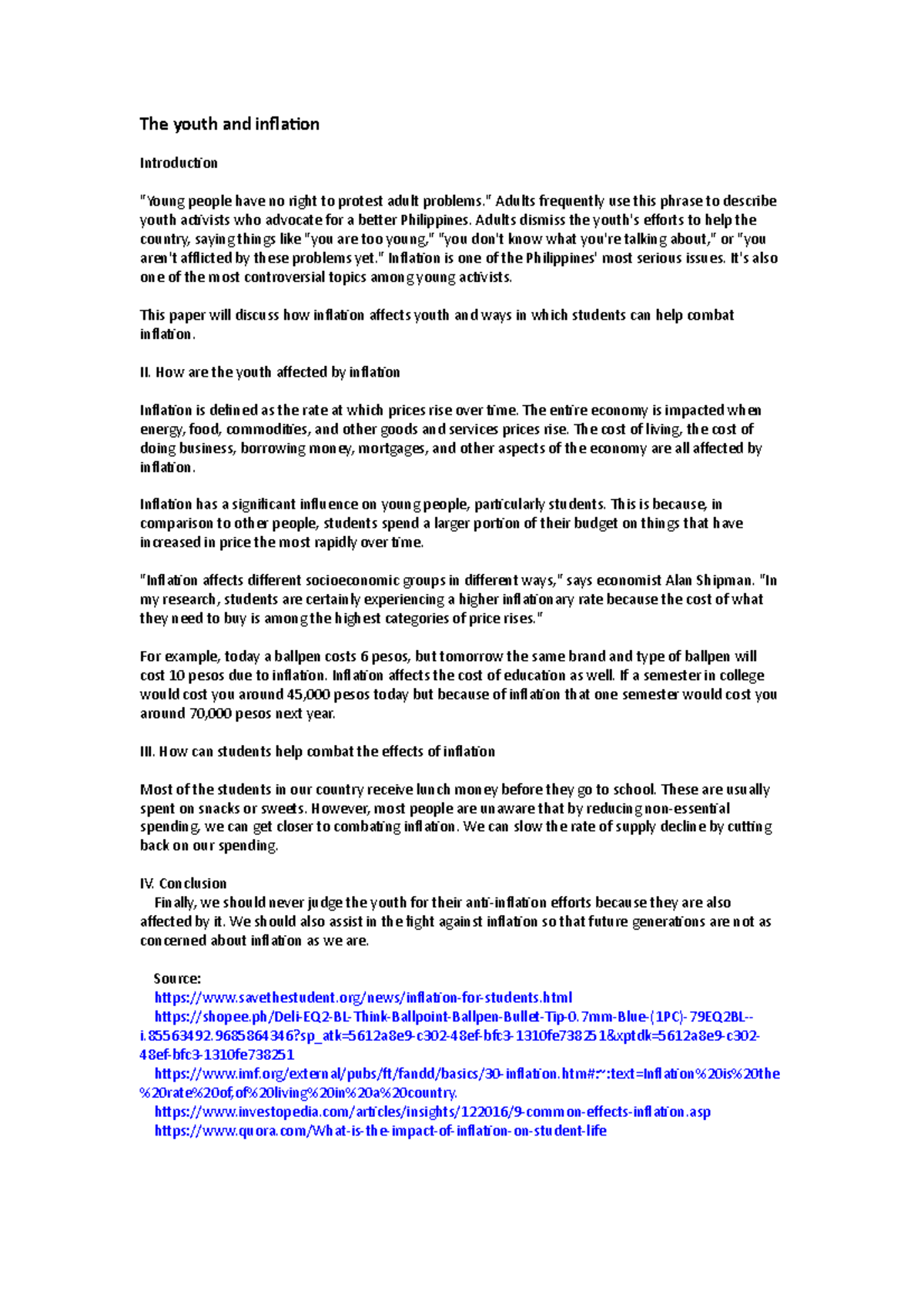 The youth and inflation - The youth and inflation Introduction 