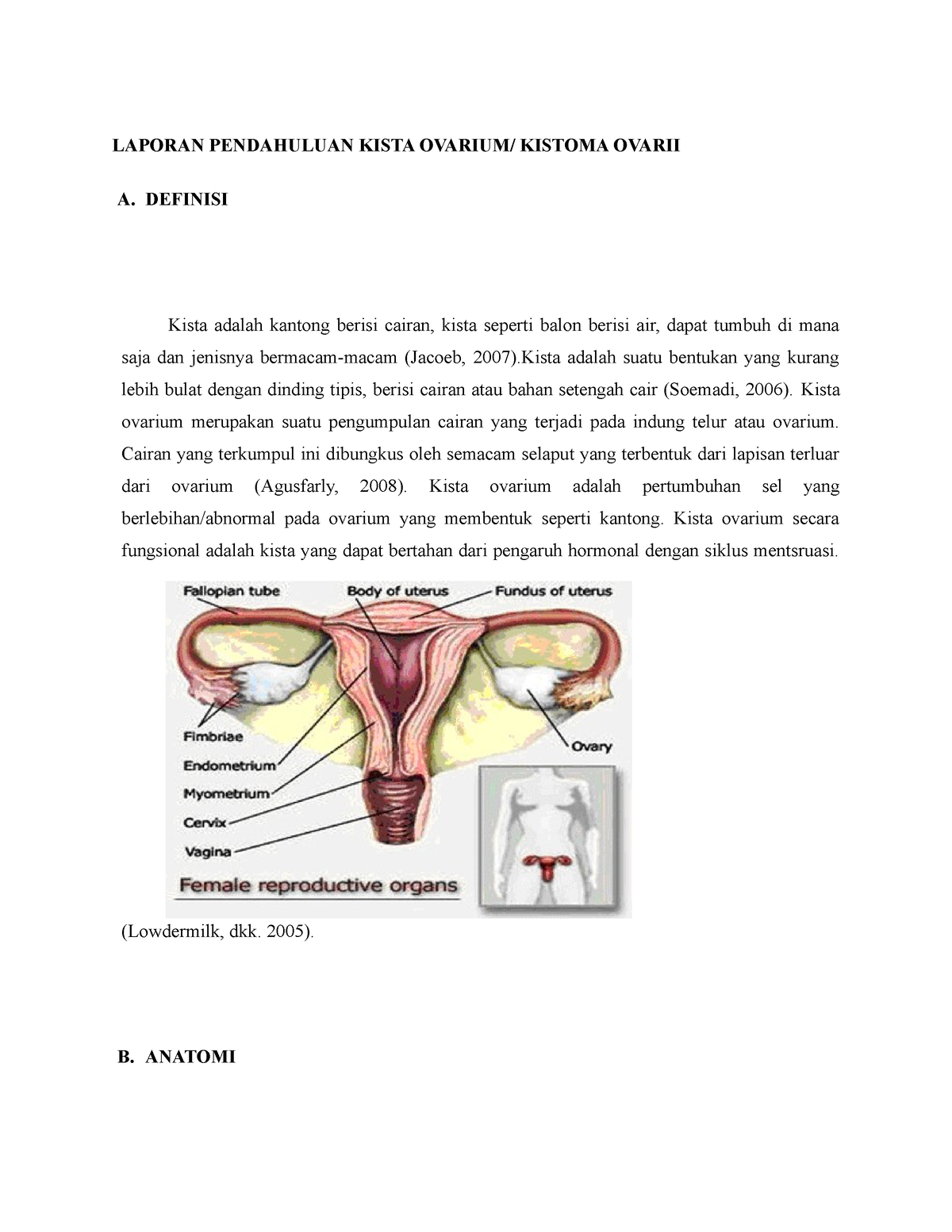 Laporan Pendahuluan Kista Ovary Laporan Pendahuluan Kista Ovarium