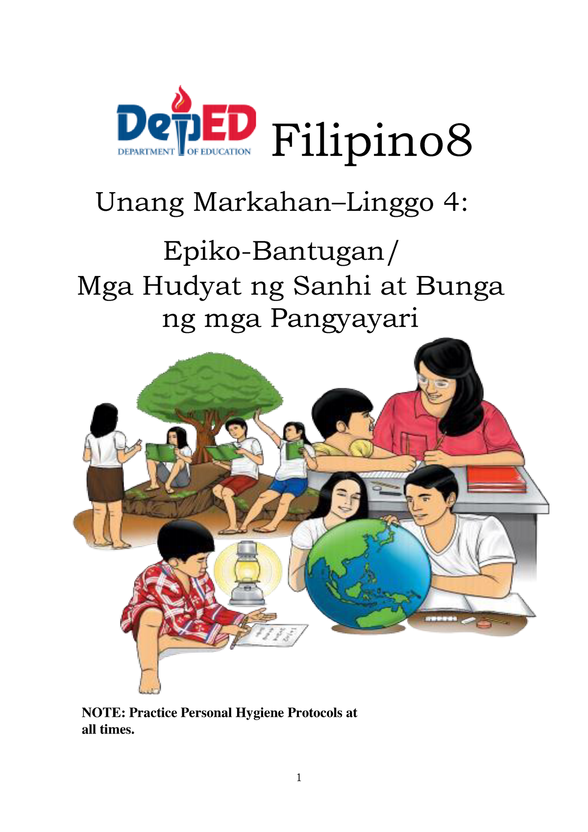 G 8 Q1 Week 4 Fil Filipino Filipino Unang Markahanlinggo 4 Epiko Bantugan Mga Hudyat Ng 4397