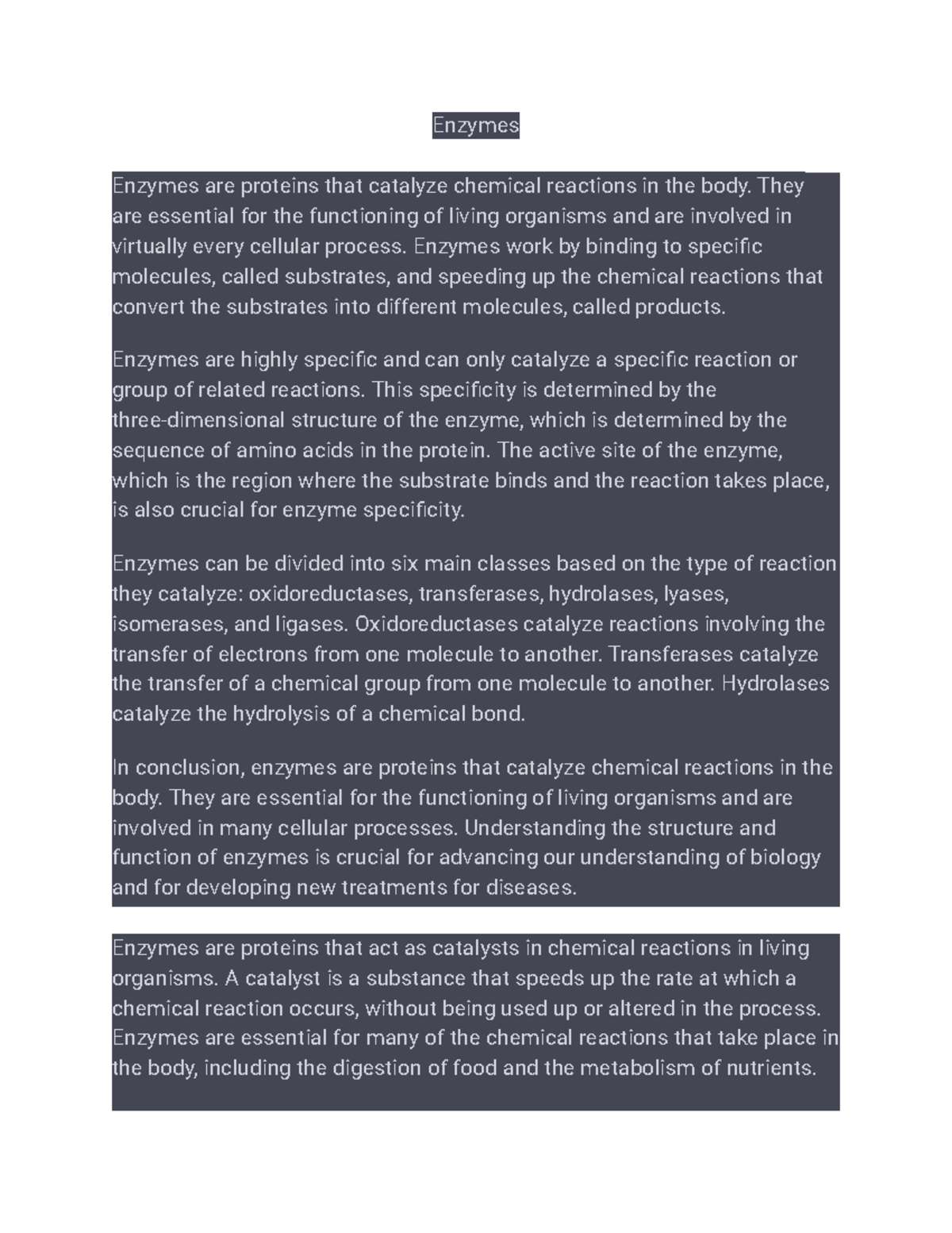 Enzymes asd Enzymes Enzymes are proteins that catalyze chemical