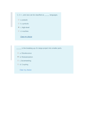 CSI 104 Test - CSI - CSI 104t Est 1 Total Points44/ CSI 104 Test 1 The ...