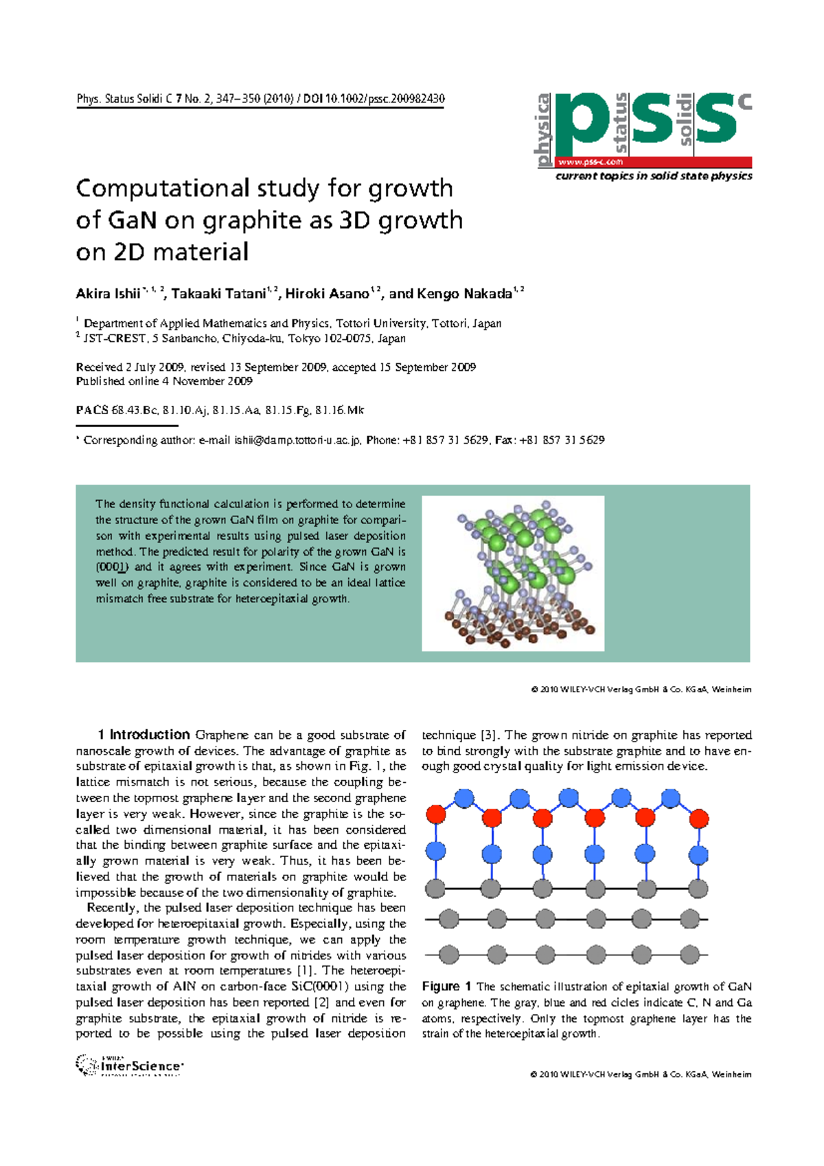 Computational study for growth of GaN on graphite as 3D growth on 2D ...